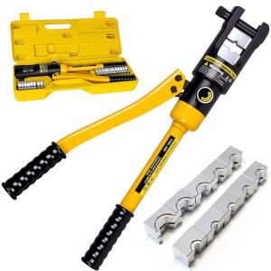 [미국배송] HYCLAT 16톤 유압 와이어 크림핑 공구 배터리 케이블 러그 단자 크림퍼 13쌍의 다이 9AWG ~ 600MCM 포함