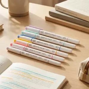 소프트 라이너 양면 파스텔 컬러 형광펜 12개입 6컬러