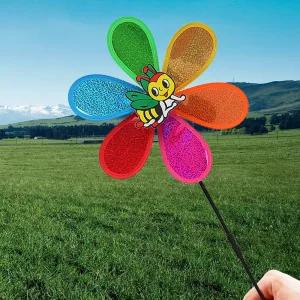 반짝이 꿀벌 플라워 바람개비 10개세트 나들이행사 체육대회 다용도 조립 DIY 체험 유아 어린이 정원 야외