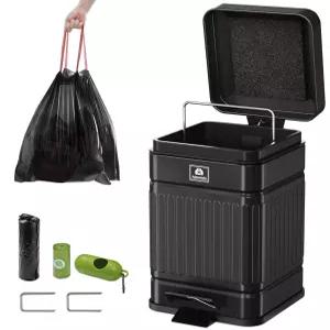 작은 개 아무이스 개똥 쓰레기통 뚜껑 방수 및 냄새 조절 기능 13Gal5L 금속 발 페달 반려동물 똥통 차고