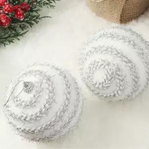 비타리토 실버화이트 장식볼 2p 10cm 가로꽈배기트리 크리스마스 소품 악세사리 오너먼트 액세서리 트리볼