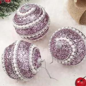 샤인퍼플 장식볼 3p 8cm 진주구슬 오너먼트 크리스마스 트리 소품 액세서리 트리볼 성탄절