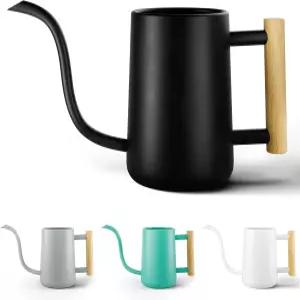 가정용 식물 다육식물 선인장 및 묘목을 위한 긴 스파우트와 실제 나무 손잡이가 있는 35온스 금속 소형