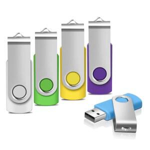 일반 5팩 64GB 회전 플래시 드라이브 | 멀티컬러 USB 2.0 썸 사진, 음악, 파일을 위한 휴대용 메모리 스틱 플러그 앤 플레이(5팩 혼합 색상, 64GB)