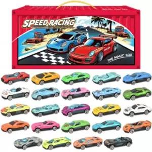 알로이 미니카 24p + 컨테이너 보관 상자 세트 빨강자동차 미니카장난감 다