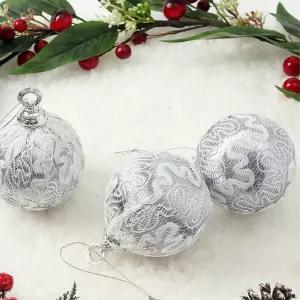 비타리토 로열실버 장식볼 3p 8cm 키레이스2트리 악세사리 소품 크리스마스 액세서리 오너먼트 트리볼