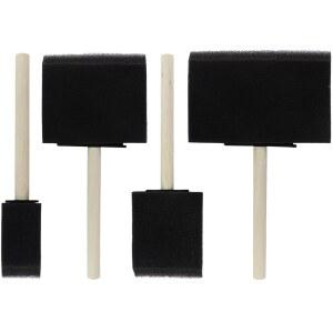 Biaungdo 4가지 사이즈 폼 페인트 브러시 4개, 페인팅용 스폰지 브러시, 바니시, 얼룩, DIY 공예용 나무 손잡이가 있는