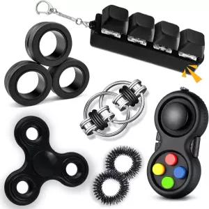 7PCS 피젯 게임 키보드 스피너 링 스트레스 불안 무음 스타킹 선물