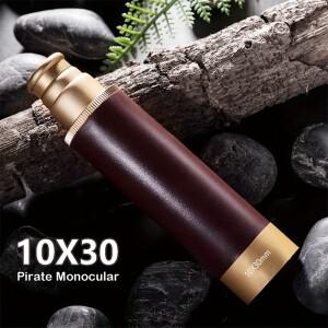 해적 단안경 레트로 텔레스코픽 스타일 10X30 고배율 목록 쌍안경 야외 미니, 컴팩트 및 휴대용