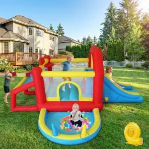 애니풀 9 in 1 인플레이터 바운스 하우스 키드 트램펄린 톨 슬라이드 볼 핏 풀 스킬 축구 모래주머니