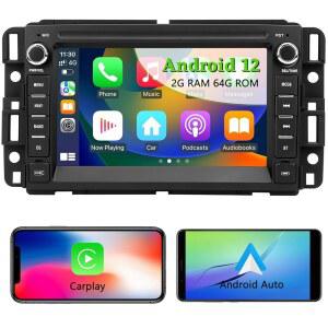 쉐보레 쉐보레 쉐보레 쉐보레 실버라도 타호 GMC 시에라 유콘용 카 스테레오 라디오, 카플레이 안드로이드 오토 블루투스 GPS 내비게이션 터치스크린 헤드 유닛, 7인치 IPS 화면 2GB RAM+ 64GB ROM