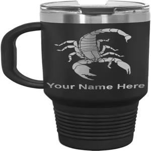 손잡이 스콜피온 맞춤형 각인이 포함된 그램 40온스 진공 단열 여행용 머그잔 (블랙)