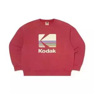 코닥 맨투맨 kodak 레인보우 세미오버핏 스노우워싱 기모 맨투맨 PINK