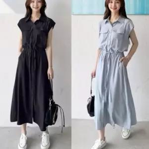 민소매 민소매원피스 포켓 롱원피스 페미닌 심플 (WFKEOH1)