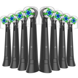 Qitizu 오랄비 iO 전동 칫솔과 호환되는 교체용 헤드, Oral-B 2 /3 /4 /5 /6 /7 /8 /9 /10 시리즈 칫솔에 맞는 칫솔 8팩 (블랙)