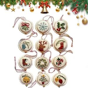 린유언트 크리스마스 자수 키트 장식 손 완전한 니들포인트 스타터 세트 초보자용 키트(컬러풀 세트)