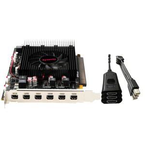 Xynsviu Radeon R7 350 미니 6DP 4GB GDDR5 그래픽 카드, 6 모니터 디스플레이 포트 출력 컴퓨터 비디오 카드 타르제타 그라피카(미니 4G에서 HDMI)