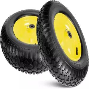 타이파 2 PCS 16인치 공압 고무 교체 타이어와 5/8인치 베어링이 장착된 4.80/4.00-8인치 휠 가든