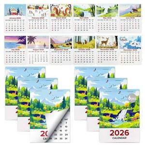 2026 미니 달력 6팩 - 1월-12월 앤 플래너용 월간 대시보드, 작은 자동차 사무실, 스틱 필 풀 2026년 냉장고, 노트북, 벽 세트