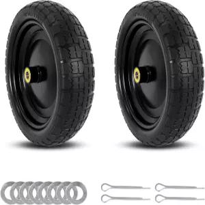 13인치 플랫 프리 휠 타이어 4.00-6 솔리드 및 교체 5/8인치 액슬 보어 홀 휠바로우 가든 카트 핸드 트럭