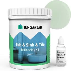 정글리안 욕조 및 타일 리파이닝 키트 35온스 저취 카운터탑 페인트 욕실 주방용 샤워 싱크 50-55평방피트