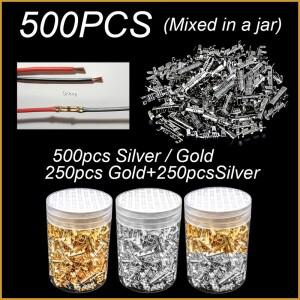 100/500피스 U형 단자 커넥터 자동차용 황동 구리 0.5-1.5mm² 크림프 전기 와이어 터미널 키트 (병 포함)