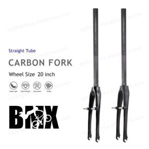 Nologo BMX 자전거 20 인치 퀵 릴리스  프론트 포크 3K 광택/매트 풀 카본 라운드 튜브 V 브레이크 리지드