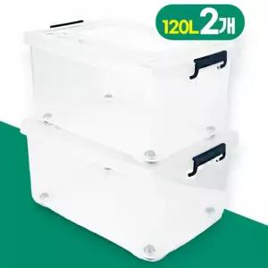 2개 120L 대형 튼튼한 리빙박스 투명 수납정리함 플라스틱 투명리빙박스 옷정리함 수납박스 정리함 수납함
