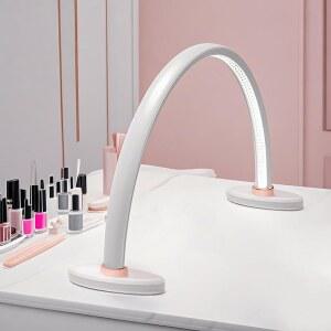 OBCD 네일 데스크용 하프 문 라이트 16인치 램프 휴대용 아치 램프, 책상 살롱 테이블용 접이식 브래킷, 3가지 색상 온도