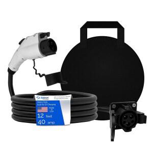 인테셋 12피트 40암페어 J1772 EV 연장 코드, 전기 자동차 충전소, 휴대용 가방, 울트라 플렉스 케이블, UL 목록 부품을 위해 미국에서 제작됨