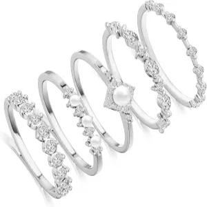 디어메이 여성용 스태커블 실버 도금 반지 데인티 스털링 다이아몬드 진주 세트 엄지 패션 얇은 큐빅