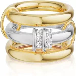 여성용 아폴레이스 스태커블 링 14K 골드 은 도금 CZ 멀티 청키 혼합 금속 스태킹 세트 주얼리 여성 선물용