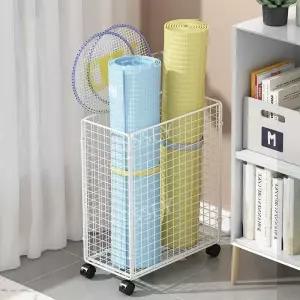 요가매트정리함 정리대 이동식 수납 거치대 헬스장 바구니 바퀴 매쉬 철제 랙 폼롤러