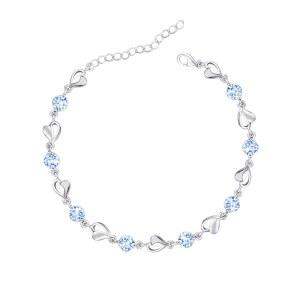 여성용 M&O스타일 실버 팔찌, 팔찌 반짝이는 크리스탈 다이아몬드 조절식 어머니의 날 주얼리 선물 생일 엄마 아내를 위한 크리스마스