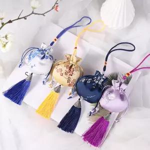 전통 미니 복주머니 2개 설날 추석 꽃무늬 자수 복조리 명절 기념품 선물 한복 장식 소품