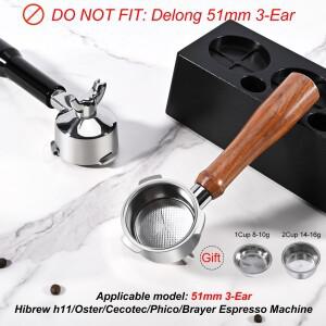 Homix H11 Oster Cecotec Hibrew 에스프레소 머신 용 51mm 3 귀 커피 포터 필터 더블 스파우트 스테인레스