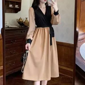 여성 배색 포인트 투톤 원피스