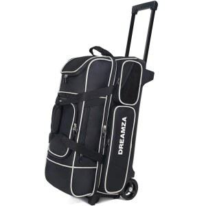 휠 및 신발 포켓이 있는 드림자 3볼 볼링백, 프리미엄 볼링백 롤러, 간편한 롤링 / 멀티 스토리지 포켓 텔레스코픽 핸들 포함 40인치까지 확장