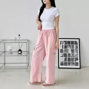 [라일리여성의류] Rly 바스락 컴포트 맥스와이드 카고바지스트링팬츠