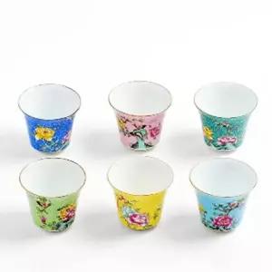 전통 다기 세트 사케잔 레트로 도자기 플라워 (WFHEZ43)