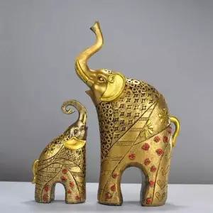 키밍 DSR940I1 인테리어 소품 황금코끼리 세트 장식 집들이선물