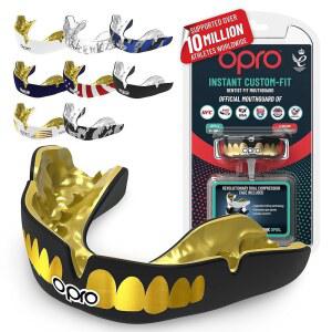 OPRO 인스턴트 커스텀 축구, 의사 핏 케이스(골드 MMA, 착용 포함 편안함, 복싱, UFC 마우스 가드 럭비, 몰드형 성인용) 치과 수준의 치아, 및 보호 가드, BJJ, 피스용
