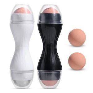 JPNK 오일 흡수 화산 롤러, 휴대용 재사용 가능한 내유성 페이스 컨트롤 천연 스톤 페이셜 도구, 집에서 여행하거나 피부 마사지를 위한 지휘에 적합 2PCS