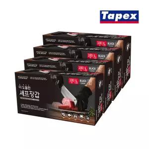 [유니랩]더 도톰한 니트릴 셰프장갑 100매(블랙) 대 X 4개