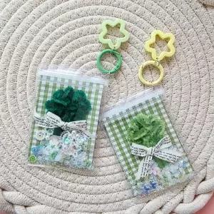 네잎클로버 모루 글리터 파츠 지퍼백 키링 DIY KIT 만들기 키홀더 가방소품