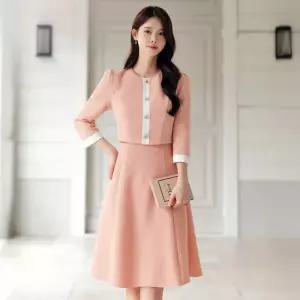 [시크라인] 로이멘 레이어드 트위드 플레어 원피스