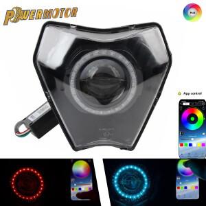 바이크 오토바이 LED 헤드라이트 엔젤 아이 RGBW 앱 제어 KTM EXC XC-W XW-F 150 250 300 450 500 용