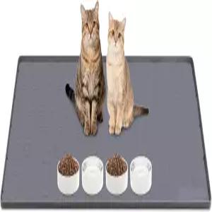 란스틱 고양이 사료 매트 34인치 x 22인치 대형 실리콘 음식과 물그릇을 위한 가장자리 미끄럼 방지