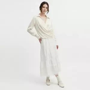 [샵앤] 여성 밴딩 캉캉 레이스 포인트 플레어 롱스커트 EGG-WSK-21024