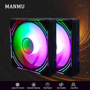 MANMU 120mm 팬 PC ARGB 케이스 및 쿨링 아우라 5V3핀 컴퓨터 CPU 저소음 쿨러